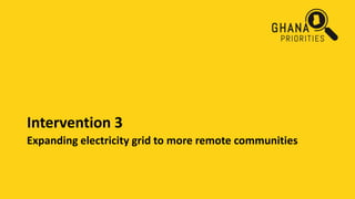 Intervention 3
Expanding electricity grid to more remote communities
 