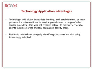 Finance is the primary service, but these organizationsprovide additional services to link the technology with    finance and suppliers Case Study – ICommunity Banks/SocietiesBanking for specific communities : Community based banks are success stories in India. Rickshaw Bank is started in 2004 and the central idea is the issue of an asset-based loan to the rickshaw puller for which installments are repayable on a daily repayment plan with one-year duration. Full and timely repayment leads to ownership of the rickshaw being handed over to the puller. This concept is in contradiction to the existing practice in which an equivalent amount of a daily rental fee is paid to rent the vehicle, possibly for the lifetime of activity, with no scope for ownership.Usha Bank is started by a sex worker and it is with the purpose of providing economic security to Sex workers. Although sex workers earn in cash, they have little control over their assets. Most of their income is used to pay off power brokers within the industry, bribe local cops and provide sustenance to their families. This makes them vulnerable to extortion by moneylenders. Perpetually in debt, it is not uncommon for prostitutes to pay annual interest rates as high as 1500 percent.