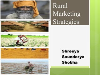 Rural
Marketing
Strategies
Shreeya
Saundarya
Shobha
 