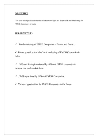 Rural marketing on fmcg sector pdf | PDF