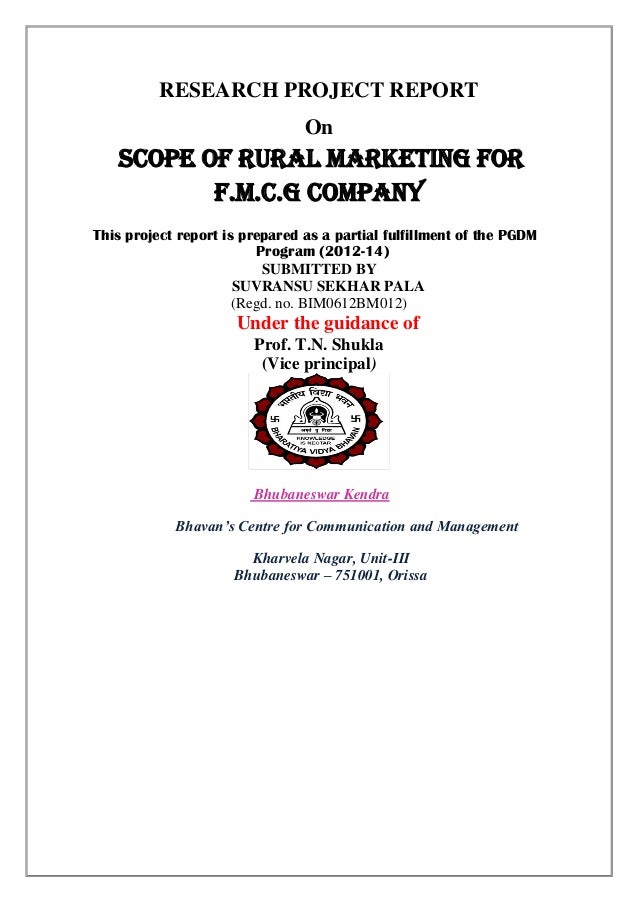 Dissertation report on rural marketing notes