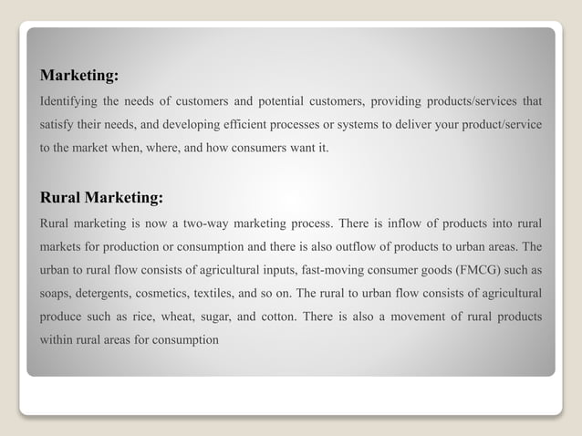 Rural marketing ppt | PPTX | Agriculture | Industries