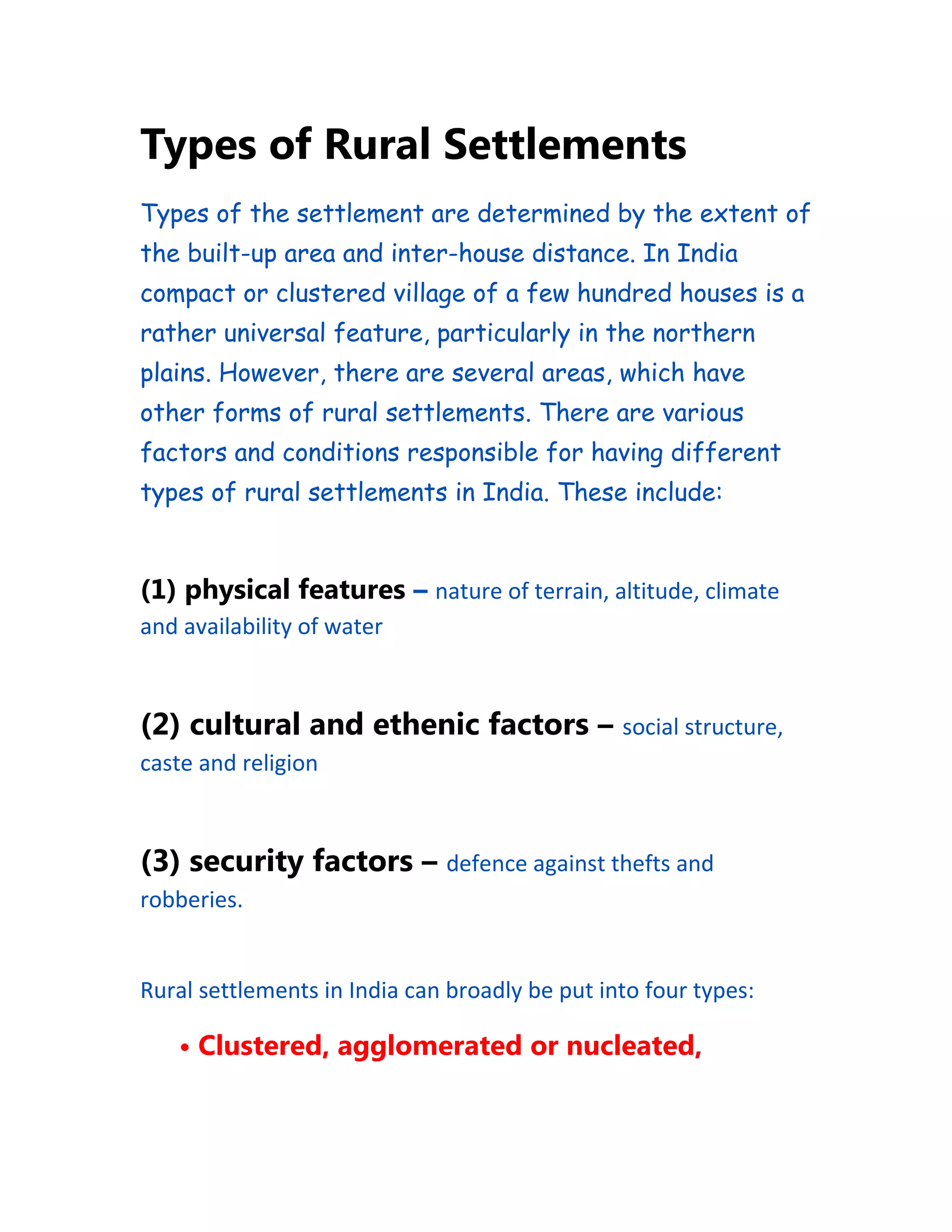 Rural settlement types | RTF