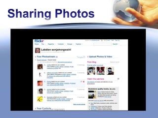  Uses Facebook, LibraryThing, podcasts, Snapfish & Flickr    Felt pleased to see patrons over 60 adapting to new technologyJoy Neal, Library DirectorLa Conner Regional LibraryLa Conner, WA  jneal@lclib.lib.wa.us