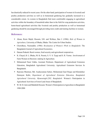 Rural women in agriculture(Morshed) | PDF