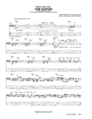 Rush   tom sawyer-Bass tablature