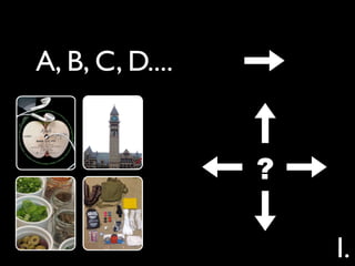 A, B, C, D....


                 ?

                     I.
 