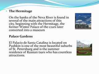 Poklonnaya Gora Poklonnaya Gora or steep hill is a gentle hill just west of Moscow where the memorial was built in Victoria. Monastery of  the Trinidad The Monastery (Lavra) of the Trinity Sergius is located 70 kilometers from the city of Moscow in SergievPosad Russian town belonging to the famous "Golden Ring." Lenin Square The city of Novosibirsk is the third largest city in Russia after Moscow and St. Petersburg. Lenin Square is located in the heart of the city at the center of the Krasny Ave. Griboedov Bridge The puentyes of were built during the imperial period, such as Griboedov in the photo, flanked by golden-winged griffins are one of the attractions of San Peteresburgo. 