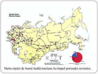 Harta reţelei de foarte înaltă tensiune în timpul perioadei sovietice.