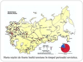 Harta reţelei de foarte înaltă tensiune în timpul perioadei sovietice. 