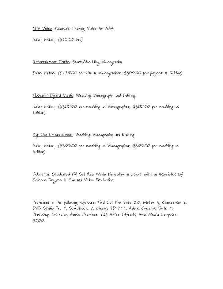 resume salary history