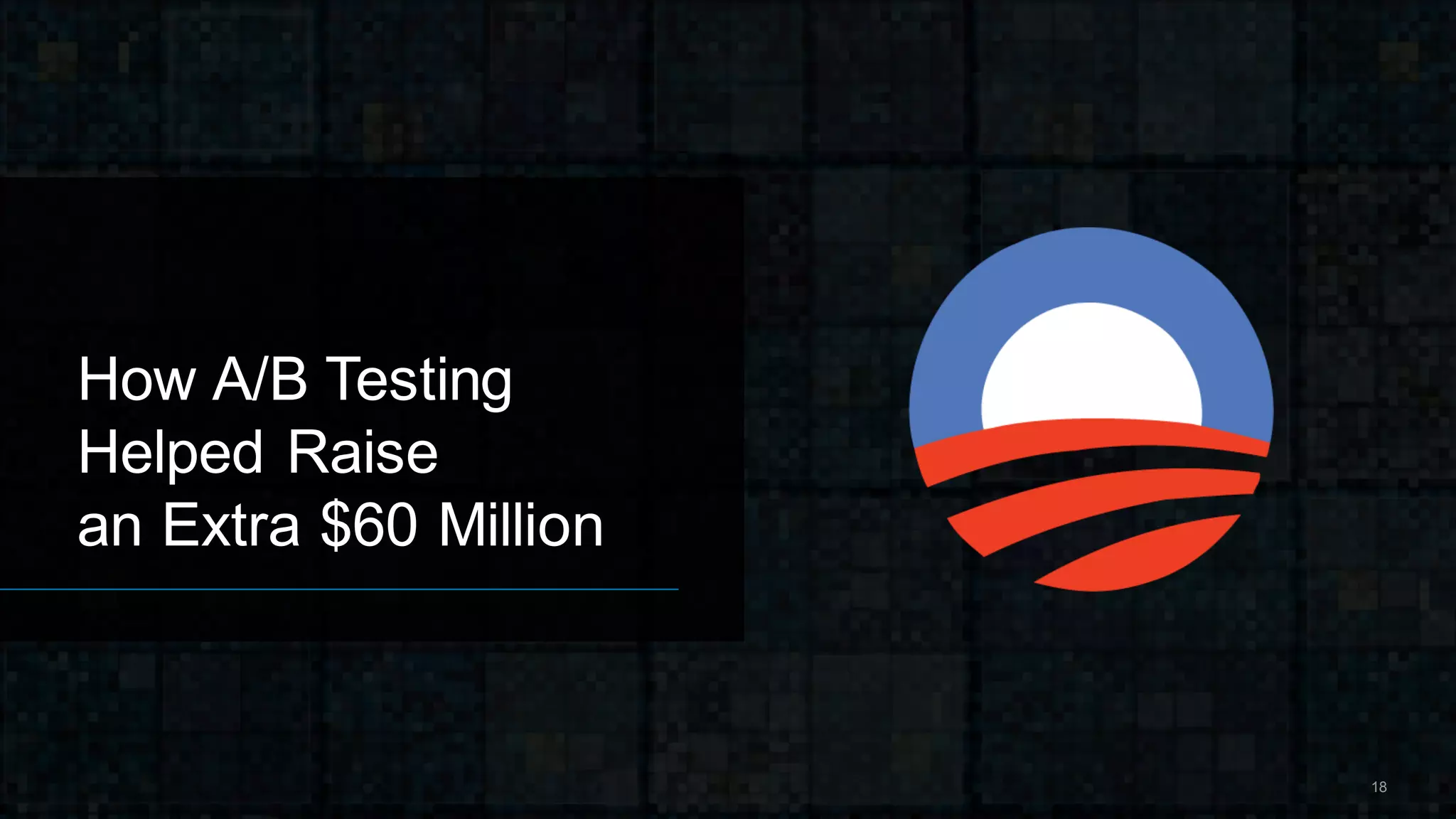 How A/B Testing
Helped Raise
an Extra $60 Million
18
 
