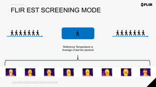 Proprietary - Company Confidential ©2020 FLIR Systems Inc. Information and equipment described herein
may require US Government authorization for export purposes. Diversion contrary to US law is prohibited.
FLIR EST SCREENING MODE
Reference Temperature is
Average of last ten persons
 