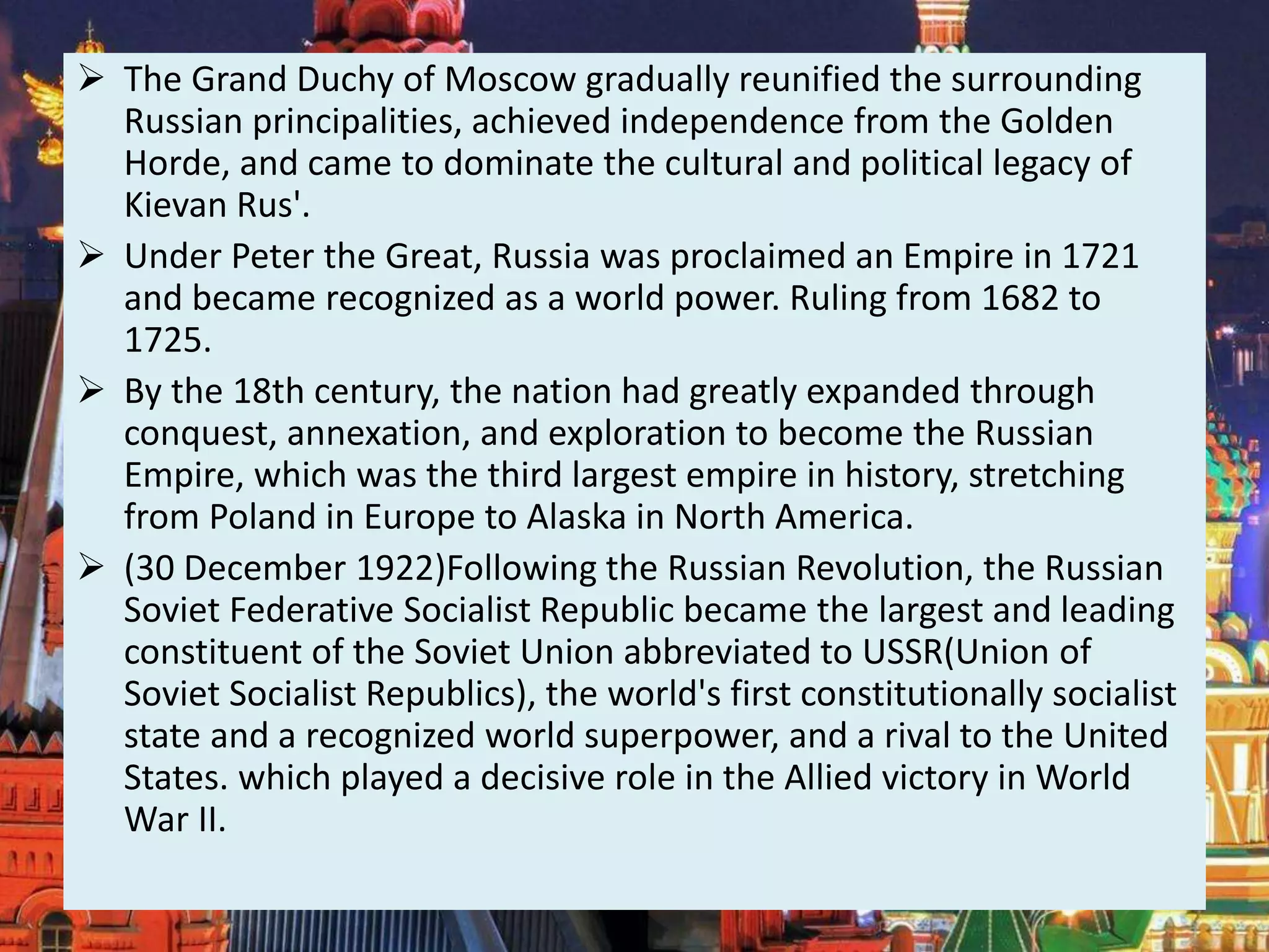 Russia- destination geography | PPTX