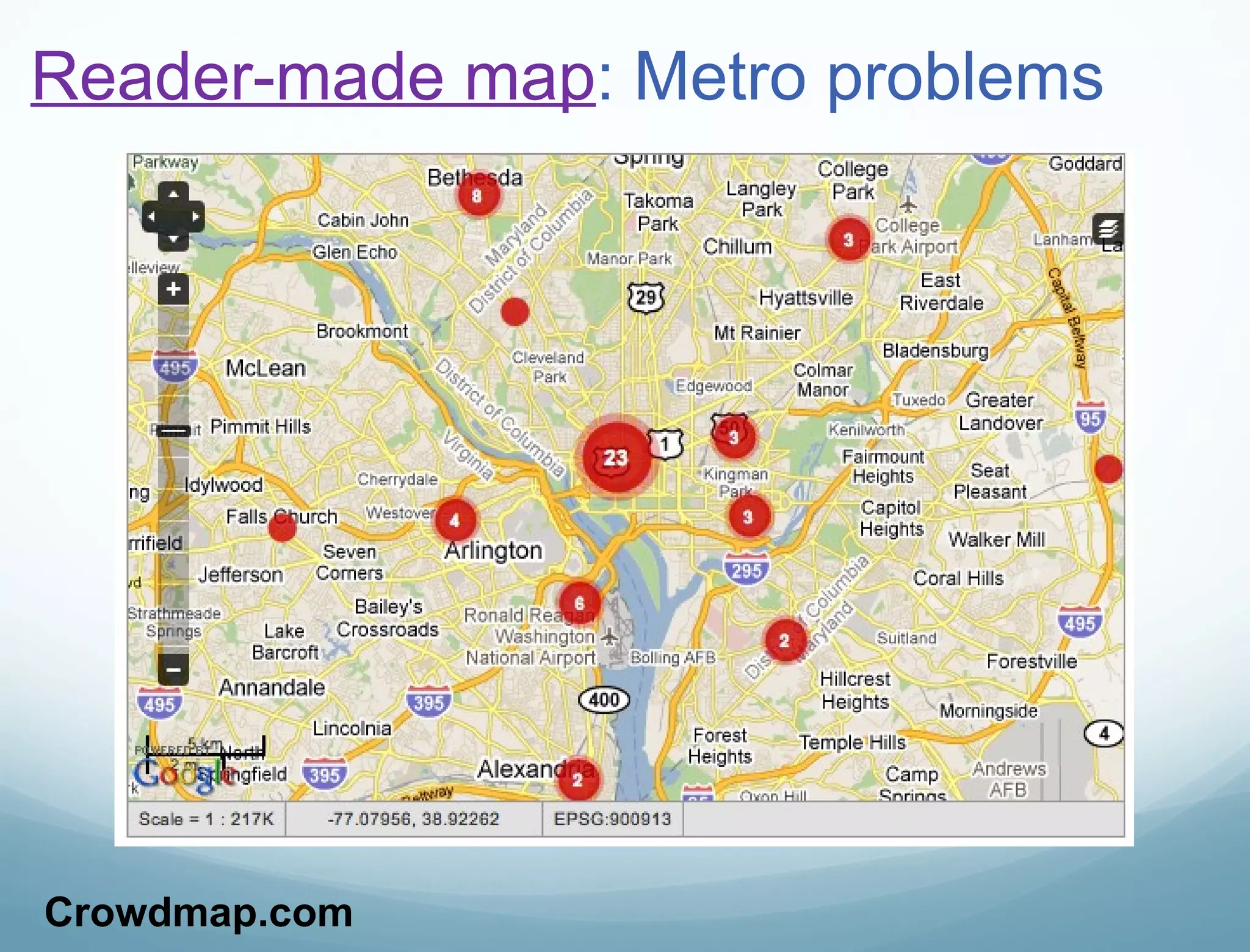 Reader-made map : Metro problems Crowdmap.com 