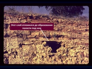 Этот слой отложился до образования
полости под ним
 