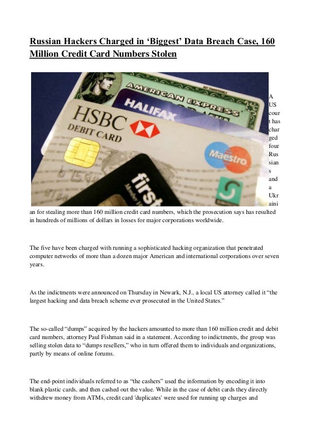 Russian hackers charged in ‘biggest’ data breach case, 160 million