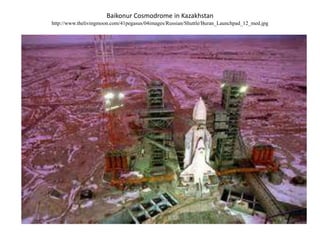 Baikonur Cosmodrome in Kazakhstan
http://www.thelivingmoon.com/41pegasus/04images/Russian/Shuttle/Buran_Launchpad_12_med.jpg
 