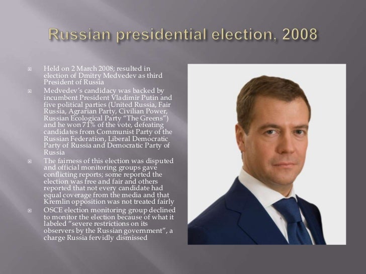 Russian presidential elections of 1991, 1996, 2000, 2004, 2008, and 2…