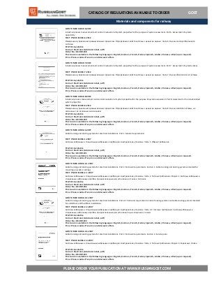 GOST R MEK 61084-2-4-2007
Cable trunking and ducting systems for electrical installations. Part 2. Particular requirements. Section 4. Service poles
ГОСТ Р МЭК 61084-2-4-2007
PLEASE ORDER YOUR PUBLICATION AT WWW.RUSSIANGOST.COM
Системы кабельных и специальных кабельных коробов для электрических установок. Часть 2. Частные требования. Раздел 4. Сервисные стойки
STATUS: Available
Format: Electronic (Adobe Acrobat, pdf)
This book is available in the following languages: English, German, French, Italian, Spanish, Arabic, Chinese, other (upon request).
Price: Please contact for price and discount offers.
Order No.: GS3301244
GOST R MEK 61084-2-1-2007
Cable trunking and ducting systems for electrical installations. Part 2. Particular requirements. Section 1. Cable trunking and ducting systems intended for
mounting on walls or ceilings
ГОСТ Р МЭК 61084-2-1-2007
Системы кабельных и специальных кабельных коробов для электрических установок. Часть 2. Частные требования. Раздел 1. Системы кабельных и
специальных кабельных коробов, предназначенные для установки на стенах и потолках
STATUS: Available
Format: Electronic (Adobe Acrobat, pdf)
Order No.: GS3301242
This book is available in the following languages: English, German, French, Italian, Spanish, Arabic, Chinese, other (upon request).
Price: Please contact for price and discount offers.
GOST R MEK 61084-2-2-2007
Cable trunking and ducting systems for electrical installations. Part 2-2. Particular requirements. Cable trunking systems and cable ducting systems intended
for underfloor and flushfloor installations
ГОСТ Р МЭК 61084-2-2-2007
Системы кабельных и специальных кабельных коробов для электрических установок. Часть 2-2. Частные требования. Системы кабельных и
специальных кабельных коробов, предназначенные для установки под и заподлицо с полом
STATUS: Available
Format: Electronic (Adobe Acrobat, pdf)
Order No.: GS3301243
This book is available in the following languages: English, German, French, Italian, Spanish, Arabic, Chinese, other (upon request).
Price: Please contact for price and discount offers.
GOST R MEK 61069-8-2012
Industrial-process measurement and control. Evaluation of system properties for the purpose of system assessment. Part 8. Assessment of non-task-related
system properties
ГОСТ Р МЭК 61069-8-2012
Измерение и управление промышленным процессом. Определение свойств системы с целью ее оценки. Часть 8. Оценка свойств системы, не
связанных с ее основным назначением
STATUS: Available
Format: Electronic (Adobe Acrobat, pdf)
Order No.: GS3301240
This book is available in the following languages: English, German, French, Italian, Spanish, Arabic, Chinese, other (upon request).
Price: Please contact for price and discount offers.
GOST R MEK 61084-1-2007
Cable trunking and ducting systems for electrical installations. Part 1. General requirements
ГОСТ Р МЭК 61084-1-2007
Системы кабельных и специальных кабельных коробов для электрических установок. Часть 1. Общие требования
STATUS: Available
Format: Electronic (Adobe Acrobat, pdf)
Order No.: GS3301241
This book is available in the following languages: English, German, French, Italian, Spanish, Arabic, Chinese, other (upon request).
Price: Please contact for price and discount offers.
CATALOG OF REGULATIONS AVAILABLE TO ORDER GOST
GOST R MEK 61069-7-2012
Industrial process measurement and control. Evaluation of system properties for the purpose of system assessment. Part 7. Assessment of system safety
ГОСТ Р МЭК 61069-7-2012
Измерение и управление промышленным процессом. Определение свойств системы с целью ее оценки. Часть 7. Оценка безопасности системы
STATUS: Available
Format: Electronic (Adobe Acrobat, pdf)
Order No.: GS3301239
This book is available in the following languages: English, German, French, Italian, Spanish, Arabic, Chinese, other (upon request).
Price: Please contact for price and discount offers.
GOST R MEK 61069-6-2012
Industrial process measurement and control. Evaluation of system properties for the purpose of system assessment. Part 6. Assessment of system
operability
ГОСТ Р МЭК 61069-6-2012
Измерение и управление промышленным процессом. Определение свойств системы с целью ее оценки. Часть 6. Оценка эксплуатабельности
системы
STATUS: Available
Format: Electronic (Adobe Acrobat, pdf)
Order No.: GS3301238
This book is available in the following languages: English, German, French, Italian, Spanish, Arabic, Chinese, other (upon request).
Price: Please contact for price and discount offers.
Materials and components for railway
 