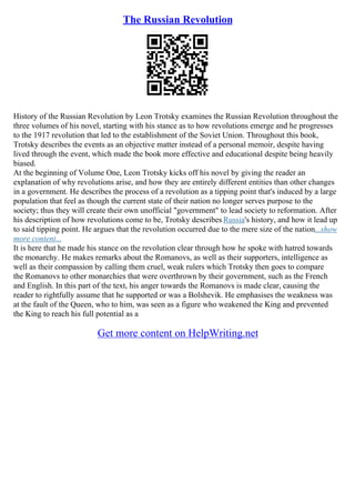 One Off Revolution Russian Revolution Essay | PDF