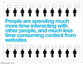 People are spending much
         more time interacting with
         other people, and much less
         time consuming ...
