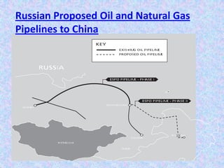 Russian Proposed Oil and Natural Gas
Pipelines to China
 