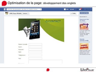 Optimisation de la page: développement des onglets
 