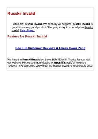 Russkii Invalid
Hot Deals Russkii Invalid. We certainly will suggest Russkii Invalid is
great. It is a very good product. Shopping today for special price Russkii
Invalid. Read More...
Feature for Russkii Invalid
See Full Customer Reviews & Check lower Price
We have the Russkii Invalid on Store. BUYNOW!!!. Thanks for your visit
our website. Please see more details for Russkii Invalid at low price
Today!!! . We guarantee you will get the Russkii Invalid for reasonable price.
 