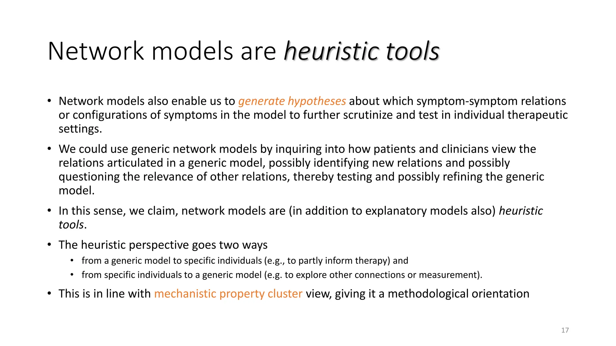 Charting the explanatory potential of network models/network modeling ...