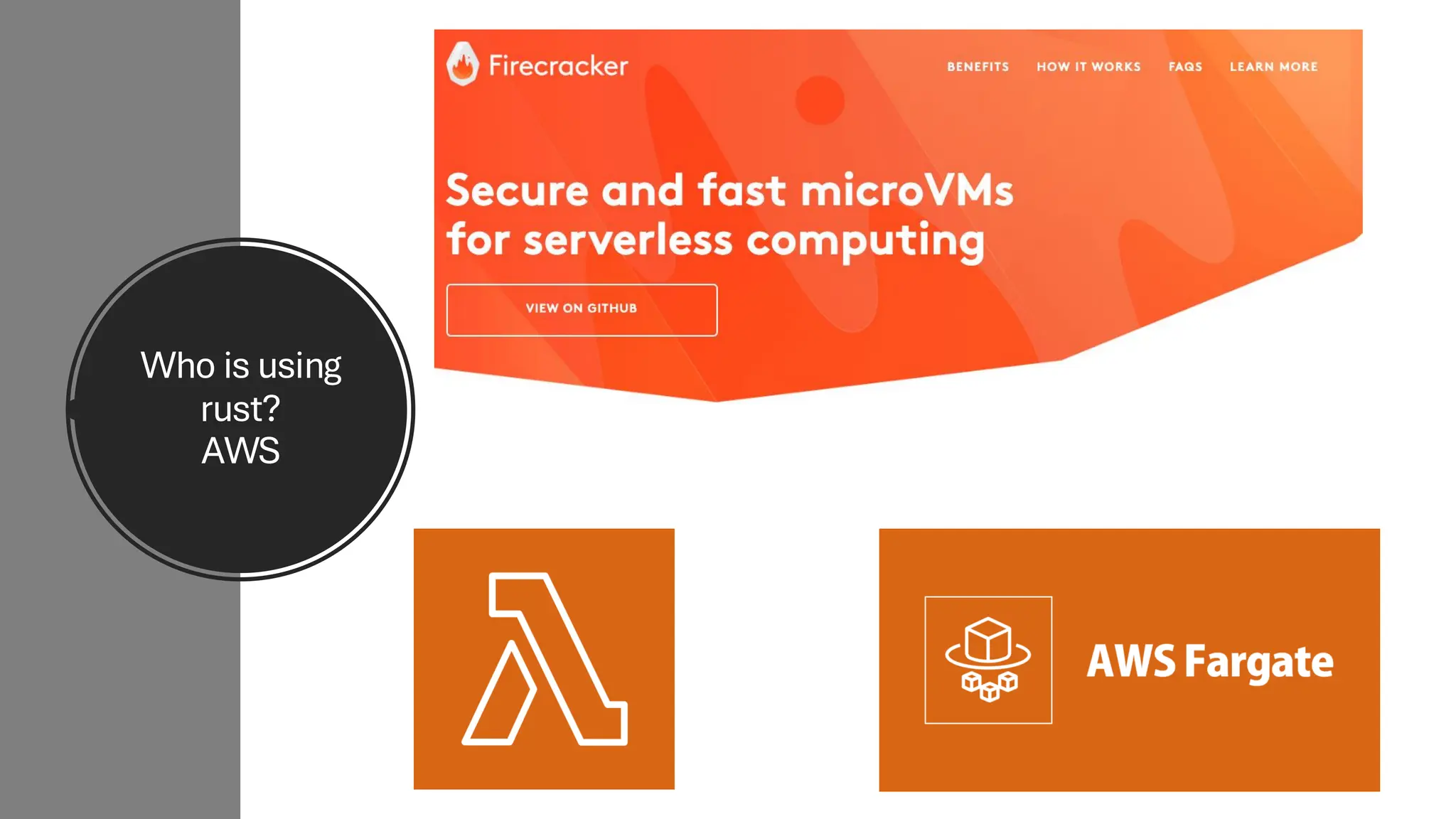 Who is using
rust?
AWS
 