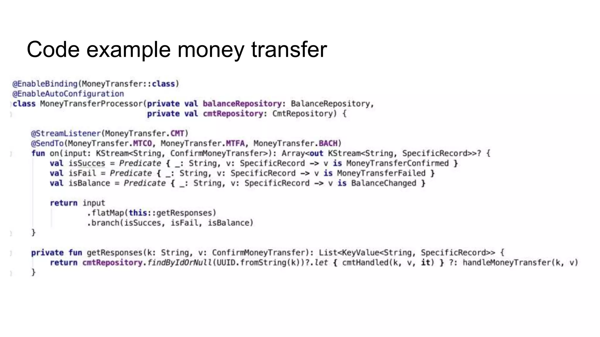Code example money transfer
 