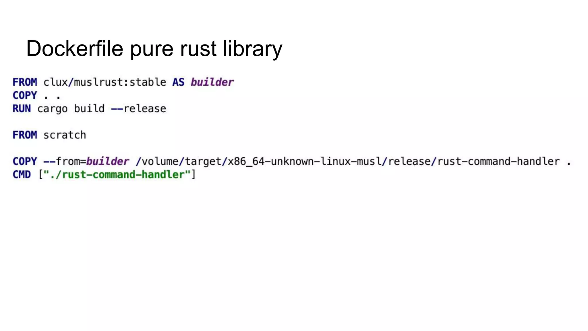 Dockerfile pure rust library
 