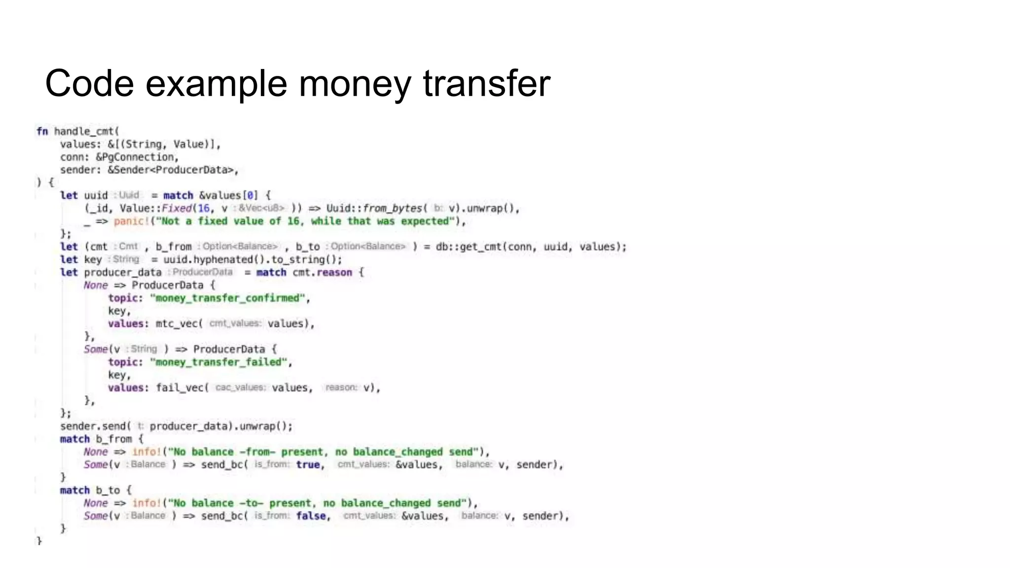 Code example money transfer
 