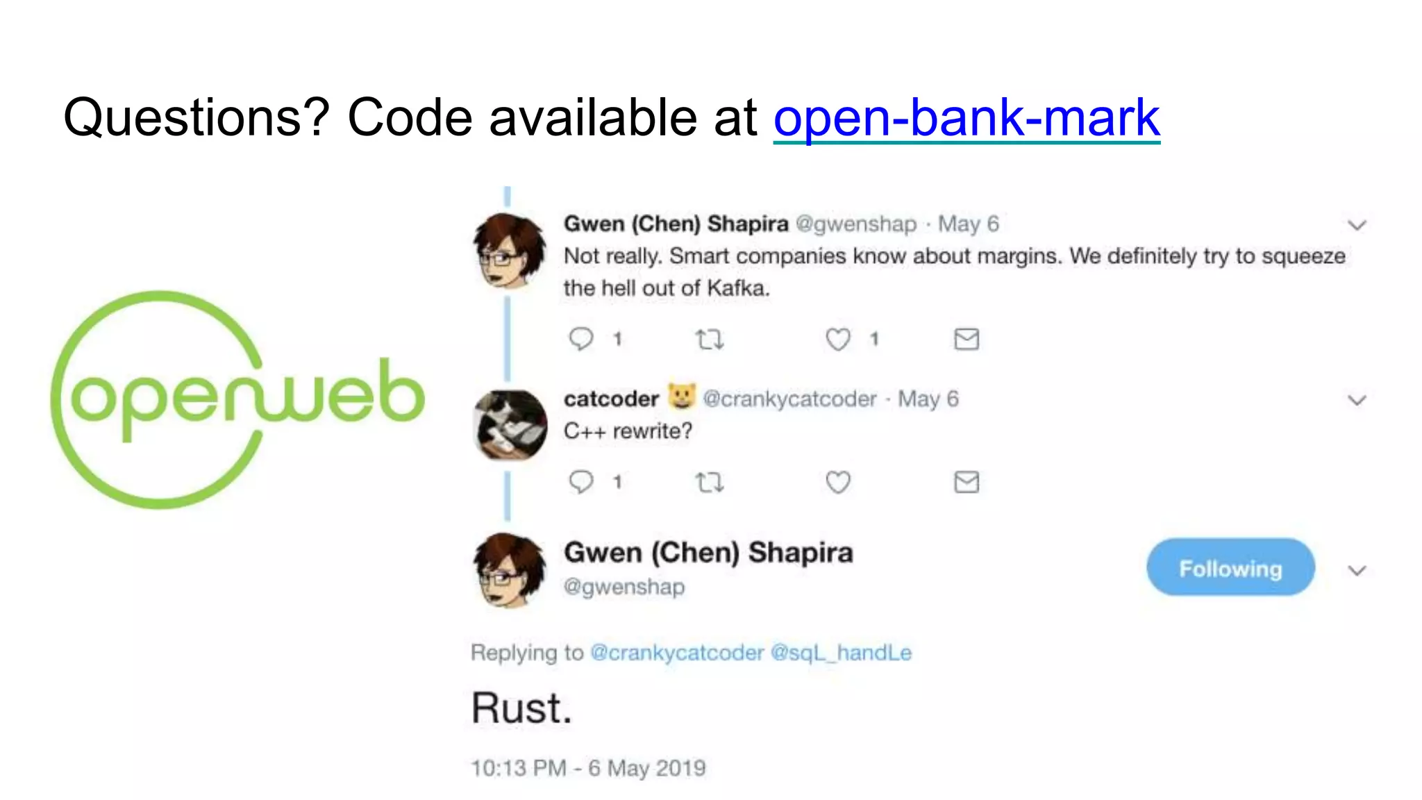 Questions? Code available at open-bank-mark
 