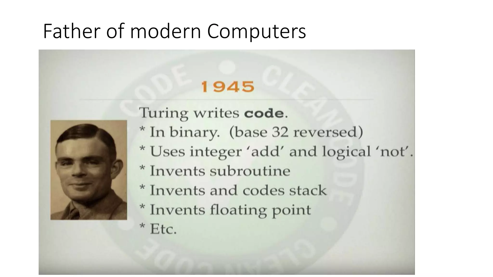 Father of modern Computers
 