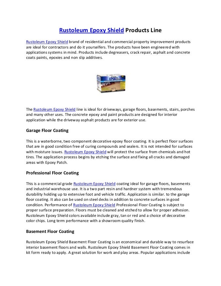 Rustoleum Epoxy Shield Products Line