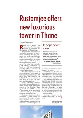 Rustomjee offers new luxurious tower in Thane