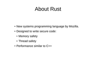 Short intro to the Rust language | PDF