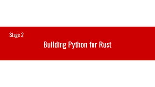 Building Python for Rust
Stage 2
 