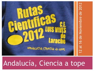 12 al 16 de Noviembre de 2012
Andalucía, Ciencia a tope
 