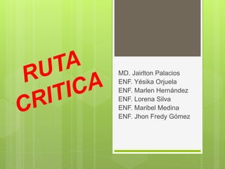 MD. Jairlton Palacios
ENF. Yésika Orjuela
ENF. Marlen Hernández
ENF. Lorena Silva
ENF. Maribel Medina
ENF. Jhon Fredy Gómez
 