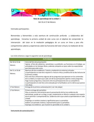 Ruta de aprendizaje unidad 1 | PDF
