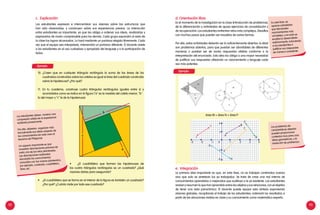 92 93
c. Explicación
Los estudiantes expresan e intercambian sus visiones sobre las estructuras que
han sido observadas, y construyen sobre sus experiencias previas. La interacción
entre estudiantes es importante, ya que los obliga a ordenar sus ideas, analizarlas y
expresarlas de modo comprensible para los demás. Cada grupo expondrá al resto de
la clase los logros alcanzados. Lo hará mediante un portavoz elegido libremente. Cada
vez que el equipo sea interpelado, intervendrá un portavoz diferente. El docente asiste
a los estudiantes en el uso cuidadoso y apropiado del lenguaje y a la participación de
todos.
Los estudiantes deben mostrar una
compresión sólida de la experiencia
realizada previamente.
Por ello, deberían organizar más
formalmente sus ideas respecto de
los conocimientos (en este caso el
teorema de Pitágoras).
Un aspecto importante es que
muestren descripciones precisas de
cada uno de los retos planteados.
Las descripciones realizadas
vincularán los conocimientos
conocidos con los nuevos planteados;
por ejemplo, cuadrado, cuadrilátero,
área, etc.
10.	¿Creen que en cualquier triángulo rectángulo la suma de las áreas de los
cuadrados construidos sobre los catetos es igual al área del cuadrado construido
sobre la hipotenusa? ¿Por qué?
11.	En tu cuaderno, construye cuatro triángulos rectángulos iguales entre sí y
acomódalos como se indica en la figura ("a" es la medida del cateto menor, "b"
la del mayor y "c" la de la hipotenusa):
•	 ¿El cuadrilátero que forman las hipotenusas de
los cuatro triángulos rectángulos es un cuadrado? ¿Qué
razones darías para asegurarlo?
•	 ¿El cuadrilátero que se forma en el interior de la figura es también un cuadrado?
¿Por qué? ¿Cuánto mide por lado ese cuadrado?
a
b
c
d. Orientación libre
Es el momento de la investigación en la clase (introducción de problemas),
de la diferenciación y actividades de apoyo (ejercicios de consolidación y
de recuperación). Los estudiantes enfrentan retos más complejos. Desafíos
con muchos pasos que pueden ser resueltos de varias formas.
Por ello, estas actividades deberán ser lo suficientemente abiertas, lo ideal
son problemas abiertos, para que puedan ser abordables de diferentes
maneras o puedan ser de varias respuestas válidas conforme a la
interpretación del enunciado. Esta idea los obliga a una mayor necesidad
de justificar sus respuestas utilizando un razonamiento y lenguaje cada
vez más potentes.
Los problemas de
características abiertas
pueden proporcionar
contextos ricos para usar
ideas geométricas, y la
resolución de problemas.
área M = área N + área P
e. Integración
La primera idea importante es que, en esta fase, no se trabajan contenidos nuevos
sino que solo se sintetizan los ya trabajados. Se trata de crear una red interna de
conocimientos aprendidos o mejorados que sustituya a la ya existente. Los estudiantes
revisan y resumen lo que han aprendido sobre los objetos y sus relaciones, con el objetivo
de tener una vista panorámica. El docente puede apoyar esta síntesis exponiendo
visiones globales, recopilando el trabajo de los estudiantes; ordenará los resultados a
partir de las situaciones vividas en clase y su conocimiento como matemático experto.
-3 -2 -1 0 1 2 3 4
2
1
-1
-2
I
J
A
B
C
D
G
H
F
E
En este fase, se
aprecia actividades
que demandan
razonamientos más
complejos, y en esta se
emplea lo desarrollado
anteriormente, induciendo
a los estudiantes a
justificar sus respuestas
de manera consistente.
Ejemplo:
Ejemplo:
 