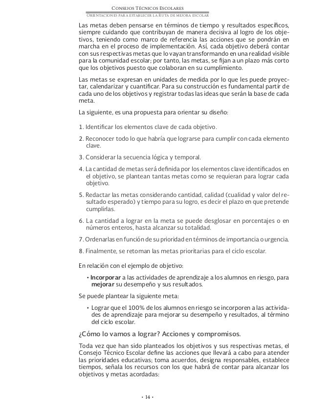 Orientaciones para establecer la Ruta de Mejora Escolar