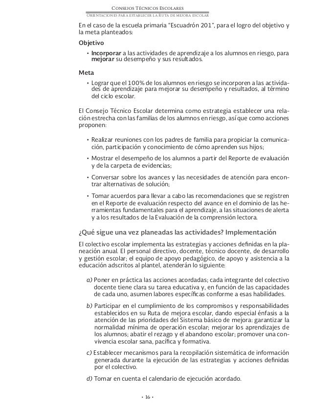 Orientaciones para establecer la Ruta de Mejora Escolar
