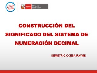 CONSTRUCCIÓN DEL
SIGNIFICADO DEL SISTEMA DE
NUMERACIÓN DECIMAL
DEMETRIO CCESA RAYME
 