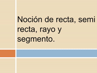 Noción de recta, semi
recta, rayo y
segmento.

 