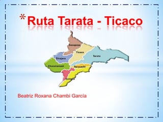 Beatriz Roxana Chambi García
*Ruta Tarata - Ticaco
 