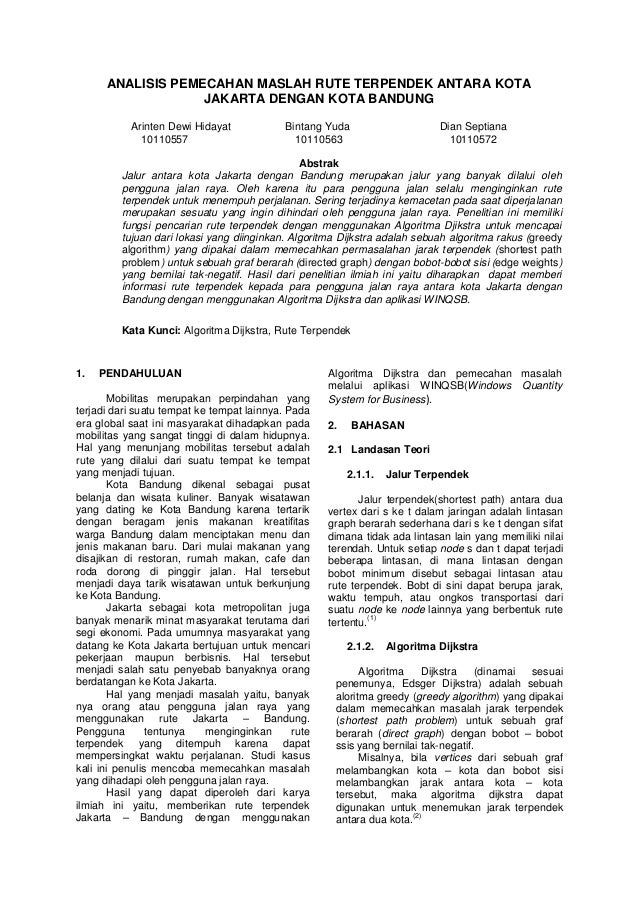 Pencarian Rute Terpendek Dengan Menggunakan Algoritma Djikstrak